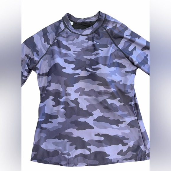 Women's Long Sleeve 2 Piece Rash Guard Boyshort Swimsuit Set-Black Camouflage - Picture 6 of 7